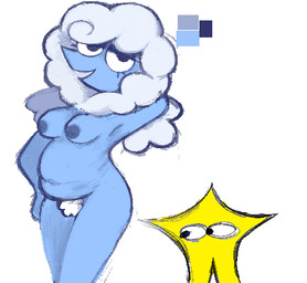 ambiguous_gender anthro areola belly blue_body breasts cloud eyelashes female long_eyelashes pubes slightly_chubby solo star water kuromaguro deltarune undertale_(series) elnina_(deltarune) the_original_starwalker air_creature elemental_creature living_cloud starwalker water_creature low_res