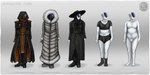 clothing costume female solo standing text 8i_ll_lon transentience architype_008_(transentience) alien alien_humanoid humanoid hybrid 2:1 absurd_res english_text hi_res model_sheet