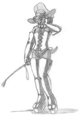 anthro bikini boots clothed clothing corset dominatrix dreadlocks female footwear gloves handwear leather lingerie shoes solo swimwear topwear two-piece_swimsuit young wolfkidd constance_blacksheep bovid caprine domestic_sheep mammal sheep 2013 monochrome
