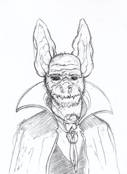 anthro cloak clothed clothed_anthro clothed_male clothing front_view looking_at_viewer male mouth_closed overbite simple_background solo topwear underbite vest white_background deriaz bat mammal 2013 graphite_(artwork) greyscale half-length_portrait hatching_(art) monochrome portrait shaded sketch traditional_media_(artwork)