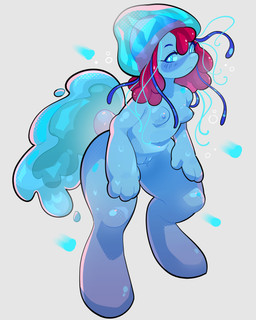 anthro blue_breasts blue_eyes blue_nipples blue_sclera blue_tail breasts female female_anthro genitals grey_background hair humanoid_genitalia humanoid_vulva nipples nude nude_anthro nude_female pupils red_hair simple_background small_breasts solo standing tail thick_thighs three-quarter_view vulva white_pupils wide_hips chewtoyys aquatic cnidarian jellyfish medusozoan 2025 absurd_res digital_drawing_(artwork) digital_media_(artwork) full-length_portrait hi_res portrait