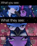 anthro blue_body blue_eyes blue_feathers crossover_ship feathers female first_person_view fur horn humor lyrics male purple_body purple_eyes purple_fur romantic shitpost sky star starry_sky text yoonkie anime_kubrick_stare bruno_mars cartoon_network friendship_is_magic hasbro mordetwi my_little_pony mythology regular_show mordecai_(regular_show) twilight_sparkle_(mlp) avian bird blue_jay corvid equid equine jay_(bird) mammal mythological_creature mythological_equine new_world_jay oscine passerine unicorn 2021 crossover english_text hi_res meme watermark