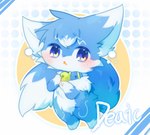 :o abstract_background ambiguous_gender anthro blue_body blue_eyes blue_fur fur kemono open_mouth solo white_body white_fur young deaic canid canine mammal 2023