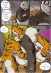 2013 anthro bear better_late_than_never blush breasts butt collar comic contact_onomatopoeia daigaijin dialogue dreamworks duo english_text felid female giant_panda green_eyes heart_after_text heart_symbol hug kung_fu_panda linked_speech_bubble lol_comments male mammal master_po_ping master_tigress nude onomatopoeia open_mouth painting_(artwork) pantherine patting patting_shoulder question red_eyes slightly_chubby sound_effects speech_bubble split_dialogue tail talking_to_another text text_with_heart tiger traditional_media_(artwork) watercolor_(artwork)