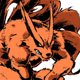 anthro black_nose clenched_teeth fur male multi_tail orange_body orange_eyes orange_fur orange_tail simple_background solo tail teeth white_background mizumizuame0 naruto kurama canid canine fox mammal tailed_beast 1:1 2023 colored hi_res