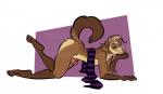 anthro claws clothing erection feet fur genitals hair looking_at_viewer male nude penis pose scarf simple_background smile solo toes nicnak044 barnaby_kane baseddook domestic_ferret mammal mustelid musteline true_musteline weasel digital_media_(artwork)