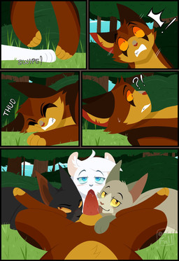 5_panel_comic amber_eyes animal_genitalia animal_penis ball_lick balls black_body black_fur black_nose blue_eyes blush bodily_fluids brown_body brown_fur brown_inner_ear cheek_tuft clenched_teeth countershading erection exclamation_point eyebrows facial_tuft feline_genitalia feline_penis female female_feral feral forest_background fur genitals grass grey_nose group inner_ear_fluff interrobang licking logo looking_at_another lying male male/female male/male male_feral multicolored_body multicolored_fur no_sclera on_back on_front onomatopoeia oral penile penile_spines penis penis_lick pink_inner_ear plant raised_eyebrows red_nose saliva saliva_on_penis sex sheath shrub sound_effects surprised sweat sweatdrop tan_body tan_fur teeth text tongue tree tripping tuft two_tone_body two_tone_fur white_body white_fur white_inner_ear_fluff yellow_body yellow_eyes yellow_fur yellow_sheath 11oaksfall11 warriors_(book_series) birchfall_(warriors) dustpelt_(warriors) icecloud_(warriors) spiderleg_(warriors) domestic_cat felid feline felis mammal 2026 artist_logo comic hi_res brother_(lore) brother_and_sister_(lore) brothers_(lore) daughter_(lore) father_(lore) father_and_child_(lore) father_and_daughter_(lore) father_and_son_(lore) parent_(lore) parent_and_child_(lore) parent_and_daughter_(lore) parent_and_son_(lore) sibling_(lore) sister_(lore) son_(lore)