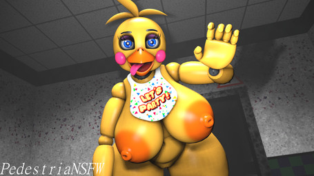 anthro big_breasts blue_eyes breasts exposed_breasts female genitals imminent_sex looking_at_viewer machine reaching_towards_viewer solo standing tongue tongue_out vulva yellow_body pedestriansfw mipsmiyu_(modeler) five_nights_at_freddy's five_nights_at_freddy's_2 scottgames toy_chica_(fnaf) animatronic avian bird chicken galliform phasianid robot 16:9 3d_(artwork) digital_media_(artwork) hi_res source_filmmaker_(artwork) widescreen
