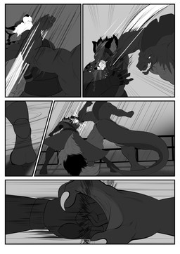 action_scene angry anthro big_tail bodily_fluids bodysuit border clenched_teeth clothed clothing duo face_punch fight furgonomic_pants male male_anthro mask motion_lines punch size_difference skinsuit tail teeth thick_tail tight_clothing topless topless_anthro topless_male violence white_border viola_bat victor_johansen aquatic canid canine eel electric_eel fish fox knifefish mammal naked-back_knifefish absurd_res comic hi_res monochrome