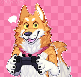 anthro claws gaming gaming_controller kerchief male paws solo talking_to_viewer grumpyfart vtuber animated
