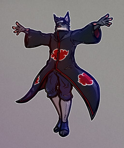 accessory anthro arms_outstretched clothing footwear headband looking_down low-angle_view male robe sandals shoes solo ivnislykun echo_(game) echo_(series) echo_project naruto tj_hess canada_lynx felid feline lynx mammal absurd_res hi_res