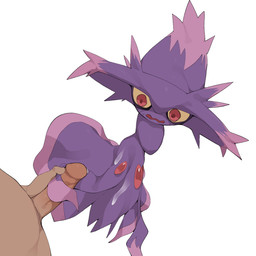 ambiguous_focus ambiguous_gender bodily_fluids cum cum_on_body duo genital_fluids genitals interspecies male male/ambiguous on_model penis pokephilia solo_focus youjomodoki nintendo pokemon generation_4_pokemon ghost human humanoid mammal mismagius pokemon_(species) spirit 1:1 hi_res