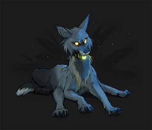 ambiguous_gender black_body black_claws black_fur black_pawpads cheek_tuft claws collar collar_only facial_tuft feral fur glowing glowing_eyes glowing_tongue grey_body grey_fur looking_at_viewer lying multi_leg multi_limb nude on_front pawpads pupils simple_background snout solo tail tongue tongue_out tuft white_pupils yellow_eyes azzai canid canine canis domestic_dog mammal 2022 colored colored_sketch digital_drawing_(artwork) digital_media_(artwork) shaded sketch