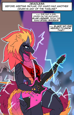 anthro ask_blog blue_eyes bottomwear breasts clothing dialogue dialogue_box electric_guitar featureless_breasts female group guitar hair hotpants male message musical_instrument non-mammal_breasts piercing plucked_string_instrument scales shorts string_instrument tail text thick_thighs tongue tongue_out tongue_piercing topwear trio user_message username viroveteruscy european_mythology if_hell_had_a_taste mythology blair_livewire madicia_alcatraz avian bird domestic_cat dragon felid feline felis mammal mythological_creature mythological_scalie scalie western_dragon wyvern 2023 absurd_res english_text hi_res