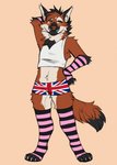 anthro arm_warmers armwear clothing crop_top facial_piercing hands_behind_head legwear male nose_piercing nose_ring piercing ring_piercing shirt solo stockings topwear underwear rinkhet jax_(yeen.queen) canid canine mammal maned_wolf hi_res