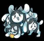 5_heads ambiguous_gender clothed clothing egg feral fur hair looking_at_viewer multi_head open_mouth solo standing white_body white_fur felidacity undertale undertale_(series) temmie_(undertale) canid canine felid feline mammal tem alpha_channel