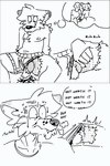 1-bit anthro balls bite biting_lip claws clothed clothing fur genitals looking_down male pain shaved_fur sitting solo thought_bubble topless topless_anthro topless_male twitching underwear underwear_only vein wince sketchytoasty conner_(sketchytoasty) canid canine canis human mammal wolf digital_drawing_(artwork) digital_media_(artwork) monochrome sketch