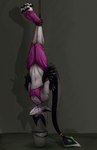 anthro bdsm black_body black_claws black_feathers black_fur blood bodily_fluids bondage bound claws clothing colored_blood corpse crop_top death death_focus digitigrade feathers footwear fur gore green_markings hanging_upside_down harem_outfit killing legwear male markings purple_blood purple_clothing purple_crop_top purple_footwear purple_legwear purple_shirt purple_topwear restraints rope rope_around_ankle rope_bondage shirt slit_throat solo toe_claws topwear translucent translucent_clothing translucent_crop_top translucent_footwear translucent_legwear translucent_shirt translucent_topwear unusual_blood unusual_bodily_fluids upside_down white_body white_fur lil_beetle wyvern2907 avali absurd_res hi_res