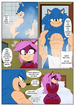 abs bed black_nose bodily_fluids border breasts choker cleavage clothed clothing dialogue female furniture green_eyes hair implied_incest jewelry long_hair male muscular muscular_male necklace pillow pink_hair short_tail sitting smile sweat tail teeth text towel white_border joykill sega sonic_the_hedgehog_(series) sonic_underground sonia_the_hedgehog sonic_the_hedgehog eulipotyphlan hedgehog mammal comic english_text hi_res brother_(lore) brother_and_sister_(lore) sibling_(lore) sister_(lore)