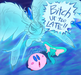 ambiguous_gender angry anthro antlers big_ears biped bipedal_feral blue_eyes blush blush_stickers chest_tuft detailed_background dialogue digitigrade exclamation_point feral fingernails fluffy fluffy_tail fur group head_wings high-angle_view horn huge_wings mouthless nails narrowed_eyes neck_tuft nervous notched_ear open_mouth outside pink_body profanity pupils red_body semi-anthro size_difference speech_bubble tail talking_to_another teal_body teal_fur text translucent translucent_body trio tuft unusual_wing_placement wide_eyed wings worried yelling_at_another muffin-snakes kirby_(series) kirby_and_the_forgotten_land nintendo star-crossed_world elfilin fecto_elfilis kirby alien chinchilla chinchillid mammal rodent spirit starling_(kirby) waddling_head 2025 digital_drawing_(artwork) digital_media_(artwork) english_description english_text hi_res signature male_(lore)