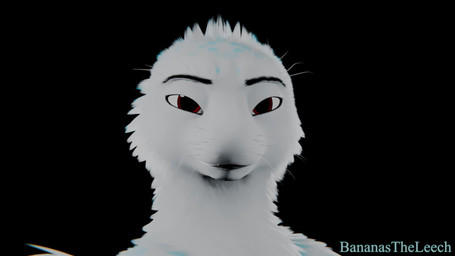 ambiguous_gender anthro blue_spots fur looking_at_viewer narrowed_eyes noseless red_eyes solo spots squint turning_head whiskers white_body white_fur bananastheleech maxnoward_(modeler) atlas_trio cat_owl hybrid 16:9 3d_(artwork) 3d_animation animated digital_media_(artwork) hi_res no_sound short_playtime video widescreen