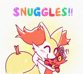3_toes ^_^ ambiguous_anthro ambiguous_feral ambiguous_gender anthro arm_tuft bell bell_collar biped black_body black_fur black_nose blush blush_stickers cheek_tuft chest_tuft closed_smile collar cuddling cute_fangs duo exclamation_point eyes_closed facial_tuft fangs feet feral fingers fur holding_another hug inner_ear_fluff interrobang markings mouth_closed multicolored_body multicolored_fur nude_ambiguous nude_anthro object_in_tail orange_body orange_eyes orange_fur orange_inner_ear_fluff orange_nose pointy_ears prick_ears quadruped rainbow_text red_body red_fur shoulder_tuft side_view simple_background smile standing stick stick_in_tail tail tail_markings teeth text textured toes tuft wavy_mouth white_background white_body white_fur yellow_body yellow_fur yellow_sclera yellow_tail stubbypubby nintendo pokemon braixen canid felid generation_6_pokemon generation_7_pokemon mammal pokemon_(species) torracat 2022 colored digital_drawing_(artwork) digital_media_(artwork) english_text flat_colors hi_res reaction_image