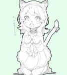 alternative_fashion anthro clothing dress female heart_pupils heart_symbol j-fashion lace lolita_(fashion) ribbons simple_background solo text young young_anthro young_female kohaku_q cyberconnect2 little_tail_bronx solatorobo toffee_(solatorobo) domestic_cat felid feline felineko felis mammal black_and_white japanese_text monochrome translated