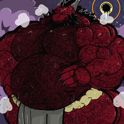 anthro arm_hair asian_clothing barazoku beard belly belly_hair big_belly big_muscles black_hair black_sclera bodily_fluids body_hair bottomwear chest_hair clothing east_asian_clothing facial_hair fundoshi hair hairy horn huge_muscles japanese_clothing leg_hair loincloth male mature_male musclegut muscular nipples red_body solo sweat underwear yellow_eyes halftonhalfshell mythology demon dragon monster mythological_creature mythological_scalie reptile scalie 1:1