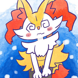 ambiguous_anthro ambiguous_gender anthro biped blush blush_stickers food hands_on_legs hands_on_thighs leaning leaning_forward looking_at_viewer object_in_tail shrimp_(food) simple_background solo spiral spiral_eyes standing tail wavy_mouth annyui0611 nintendo pokemon braixen canid generation_6_pokemon mammal pokemon_(species) 1:1 2024 digital_drawing_(artwork) digital_media_(artwork) hi_res japanese_description portrait three-quarter_portrait translated_description