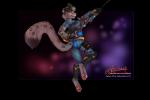 anthro butt pawpads smile sniper solo text azaleesh blizzard_entertainment overwatch jythena widowmaker_(overwatch) felid mammal pantherine snow_leopard 3:2 alpha_channel url