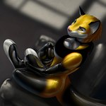 anthro chair female furniture latex sitting smile solo conditional_dnp latex_(artist) alyx_(latex) canid canine canis domestic_cat felid feline felis lynx mammal wolf 1:1