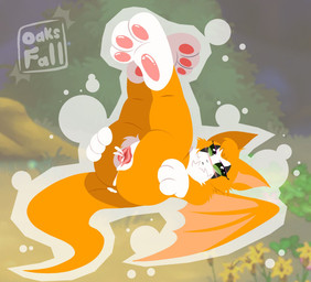 after_sex anthro bat_wings black_markings blush bodily_fluids cum cum_in_vagina cum_inside feet female foot_focus fur genital_fluids genitals green_eyes legs_up lying markings membrane_(anatomy) membranous_wings narrowed_eyes on_back orange_body orange_fur pawpads pink_pawpads presenting presenting_vulva solo tail vulva white_paws wings 11oaksfall11 dust:_an_elysian_tail fidget_(elysian_tail) bat felid feline mammal nimbat hi_res