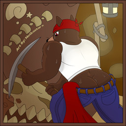 anthro belt bodily_fluids bone bottomwear bottomwear_down butt butt_cleavage clothed clothing exposed kerchief lamp lantern male mine muscular muscular_anthro muscular_male pants pants_down partially_clothed pickaxe rear_view sagging shirt skull solo sweat tank_top text topwear underground conditional_dnp notkastar eulipotyphlan mammal mole_(animal) 1:1 2018 digital_media_(artwork) english_text signature