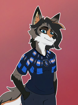 anthro blue_eyes clothing female hand_in_pocket pockets soccer_jersey soccer_uniform solo sportswear uniform eduardailustras uruguay_national_football_team uri_suarez_(nyxthechee) canid canine fox grey_fox mammal red_fox silver_fox true_fox urocyon 3:4 absurd_res hi_res