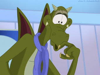 anthro colored_nails eyebrows fingers green_body grey_eyebrows hand_on_own_face horn inside looking_down male mostly_nude nails owo scarf scarf_only solo thick_eyebrows wings yellow_nails furrylovepup mythology dragon mythological_creature mythological_scalie scalie 2025 digital_media_(artwork) hi_res watermark