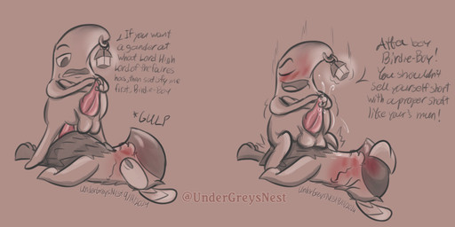 anal anal_penetration anthro balls beak bodily_fluids brown_background canon_x_oc cheek_tuft covering covering_face crossed_arms demanding dialogue dominant dominant_male dripping duo eye_contact eyes_closed facial_piercing facial_tuft feathers feet flustered genital_fluids genital_piercing genitals gulp_(sound_effect) half-closed_eyes head_feathers lamp lantern leaking_precum looking_at_another looking_at_partner looking_pleasured lying male male/male motion_lines narrowed_eyes nose_piercing penetration penile penile_penetration penis penis_in_ass penis_piercing piercing power_bottom praise precum precum_drip precum_string prince_albert_piercing service_top sex simple_background standing_over submissive submissive_male talons tapering_penis text toes toony toony_eyes tuft wide_eyed wings undergreysnest level-5 ni_no_kuni ni_no_kuni_(series) bird_(undergreysnest) drippy_(ni_no_kuni) avian bird fairy dated english_text monochrome sequence signature sketch watermark