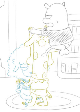 age_difference anthro anus balls bottomwear clothed clothing clothing_lift fellatio female genitals group male male/female mmf mmf_threesome open_mouth oral penile penis sex skirt skirt_lift teeth tongue trio vaginal vulva young young_anthro adullperson disney kiff_(series) gareth_(kiff) mav_(kiff) miss_mouffle bovid caprine giraffe giraffid hyrax mammal sheep 2025 hi_res sketch