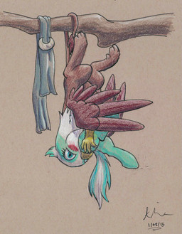 beak blush duo feathered_wings feathers female female_pred female_prey feral feral_pred feral_prey hanging_by_tail head_first neck_bulge oral_vore partially_inside same_size_vore tail vore wings doesnotexist friendship_is_magic hasbro my_little_pony greta_(mlp) lyra_heartstrings_(mlp) earth_pony equid equine horse mammal pony absurd_res hi_res traditional_media_(artwork)