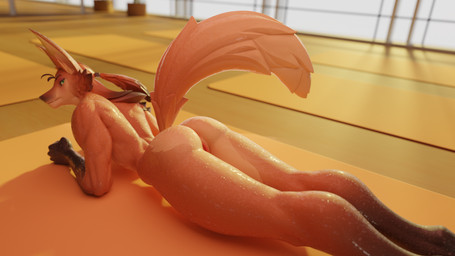 anthro big_butt butt exercise female genitals gym hair looking_at_viewer looking_back muscular muscular_female planking ponytail public public_nudity solo vulva mereo leodamodeler_(modeler) athena_(leodamodeler) canid canine mammal maned_wolf 16:9 3d_(artwork) blender_(artwork) blender_cycles_(artwork) digital_media_(artwork) hi_res widescreen