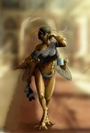 antennae_(anatomy) anthro arthropod_abdomen beverage breasts clothed clothing coffee container cup doll female green_eyes hair holding_doll looking_at_viewer morning multi_arm multi_limb non-mammal_breasts open_mouth shirt solo teeth tired topwear underwear wings yawn hattonslayden arthropod insect mantis hi_res