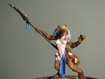 anthro armor barbarian big_breasts black_nose blue_body blue_feathers bottomwear bracers breasts brown_body brown_fur character_miniature clothing feathers female fur greaves grey_background grey_hair hair leather loincloth melee_weapon miniature miniature_model nipples photo polearm pouch_(anatomy) pouch_purse real reaper_miniatures scroll sculpture simple_background solo spear weapon white_body white_fur yellow_eyes commissar_danno_(artist) canid canine canis mammal wolf 4:3 absurd_res digital_media_(artwork) grandfathered_content hi_res photography_(artwork) sculpture_(artwork) traditional_media_(artwork)