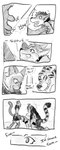 2016 anal anal_penetration anthro biped canid cobalt_(tatsuchan18) collar comic dialogue english_text felid fur genitals group hair hi_res male male/male mammal monochrome open_mouth pantherine penetration penis raised_tail sex sketch speech_bubble standing tail tatsuchan18 text tiger trio