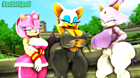 anthro areola areola_slip big_breasts big_butt breast_size_difference breasts butt clothing female group hand_on_hip hands_behind_head huge_breasts jealous looking_at_viewer outside small_breasts sportswear thick_thighs torn_clothing trio under_boob rocketspuff kabalmystic_(modeler) sega sonic_the_hedgehog_(series) amy_rose blaze_the_cat rouge_the_bat bat domestic_cat eulipotyphlan felid feline felis hedgehog mammal 16:9 2025 3d_(artwork) 4k absurd_res digital_media_(artwork) hi_res widescreen