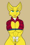 abs anthro big_breasts big_nose bottomless breasts chest_tuft clothed clothing female genitals green_eyes hand_wraps huge_breasts muscular muscular_female narrowed_eyes pattern_clothing pattern_topwear plaid plaid_clothing plaid_topwear pussy solo tongue tongue_out topwear topwear_only tuft wraps yellow_body sudsypup nintendo pokemon tango_(koboldspace) generation_1_pokemon hypno_(pokemon) pokemon_(species) 2021 2:3 digital_drawing_(artwork) digital_media_(artwork) hi_res