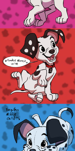black_ears black_paws black_spots collar collar_tag diamond_collar_tag domino_collar_tag dominoes female feral freckled_face freckles fur group male markings pink_collar pink_inner_ear pink_nose red_collar spots spotted_body spotted_fur tongue tongue_out trio two_tone_tail white_body white_fur white_spots mandrawsdog 101_dalmatians 102_dalmatians disney domino_(101_dalmatians) little_dipper_(101_dalmatians) oddball_(101_dalmatians) canid canine canis dalmatian domestic_dog mammal 1:3 absurd_res hi_res
