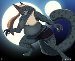 2_moons 4_toes 5_fingers anthro barely_visible_areola black_markings blue_eyes breasts brown_hair chest_scar claws damaged_clothing detailed_background digitigrade fangs feet female fingers fur gradient_background grey_body grey_fur hair leopard_spots light long_ears markings moonlight night open_mouth outside pregnant pregnant_anthro pregnant_female pupils scar simple_background slit_pupils snarling solo spots standing sternum_scar teeth toes tongue pregoo tauttum bethesda_game_studios microsoft mythology the_elder_scrolls the_elder_scrolls_online zenimax_online_studios anurri_(swordfox) canid canine felid khajiit mammal monster mythological_canine mythological_creature pantherine werecanid werecanine werecreature werefelid werewolf 2023 colored hi_res shaded story story_in_description