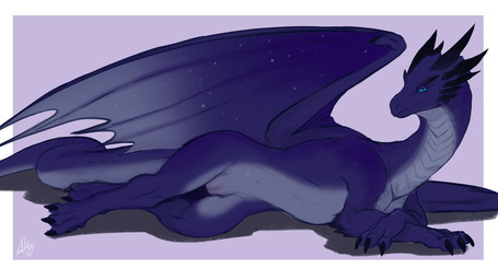bedroom_eyes blue_body blue_eyes claws female feral genitals horn looking_at_viewer lying narrowed_eyes on_side seductive simple_background solo vulva wings aky conditional_dnp european_mythology mythology dragon mythological_creature mythological_scalie reptile scalie western_dragon hi_res