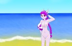 anthro beach braided_hair braided_ponytail breasts day exhibitionism feathered_tail feathers female genitals hair hand_behind_head horn looking_at_viewer medium_breasts navel nipples pink_body ponytail purple_hair pussy red_eyes sand sea seashore seaside simple_background solo sport tail volleyball water ghostth39 freedom_planet galaxytrail mythology sash_lilac aquatic_dragon dragon hybrid marine mythological_creature mythological_scalie scalie 2019 hi_res