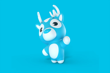 ambiguous_gender anthro big_head blue_background blue_body chibi front_view gesture mouthless nude simple_background solo standing waving waving_at_viewer unknown_artist wolt_(company) yuho deer mammal 3:2 3d_(artwork) blue_theme digital_media_(artwork) official_art
