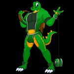 anthro backpack balls balls_outline bracelet briefs bulge claws clothing detailed_bulge fangs genital_outline genitals hoodie jewelry male pecs penis penis_outline playing shirt solo teeth topwear underwear yo-yo conditional_dnp notkastar croc_(series) croc_(croc) crocodile crocodilian reptile scalie 1:1 alpha_channel